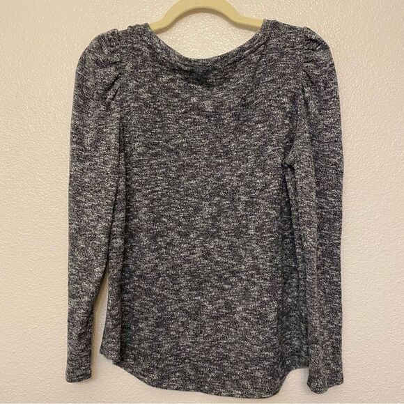 Old Navy Long puff sleeve crew neck thin Knit puff Heathered gray top -M - Picture 2 of 8